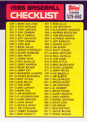1986 Topps Baseball Cards      659     Checklist: 529-660